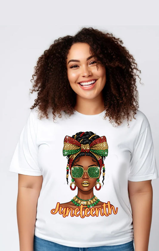 Juneteenth Shirt - Rhinestone Bow and Accessories